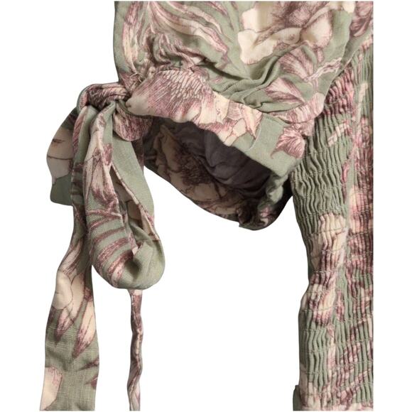 Agua Bendita x Target Multicolor Green Floral Short Sleeves Bohemian Dress M - Picture 3 of 9